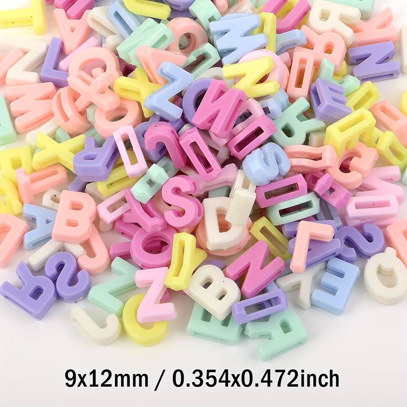 100pcs/pack Hollow Letters Acrylic Bead Mixed Macaroon Colors Alphabet  Beads Charms For DIY Bracelets Making Necklaces Jewelry Birthday  Accessories 9x